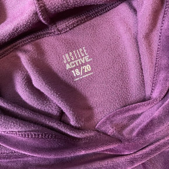 Velour burgundy purple cropped sweatshirt Justice - Size 18 - Picture 4 of 5